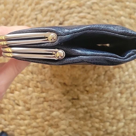 HOBO Original Lauren Wallet Clutch Turquoise Blue Silver Hardware EUC - Picture 3 of 16